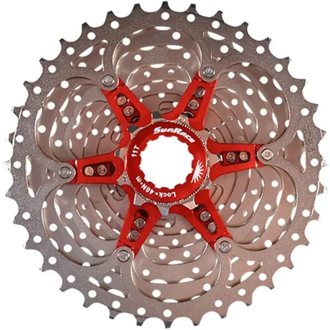 Sunrace Cassette Csmx 10s 11-36t Aluminium Zilver/rood