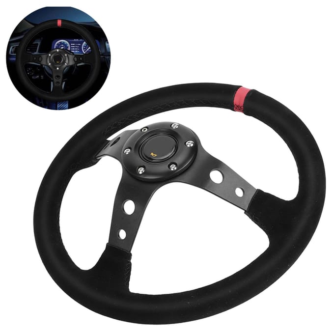 Universeel 35cm14inch 6-Bouts Auto Auto Racing Stuurwiel met Claxon Rood gray
