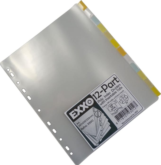 EXXO-HFP # 93013 - A4 XW Tabbladen - 12 Venstertabs - Extra breed 235/250mm - 2 sets