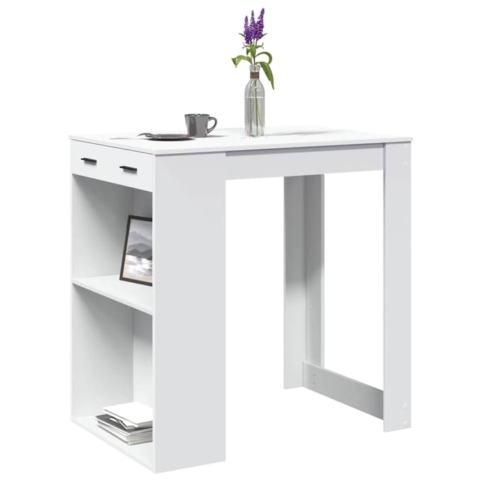vidaXL - Bartafel - 102x70x103,5 - cm - bewerkt - hout - wit