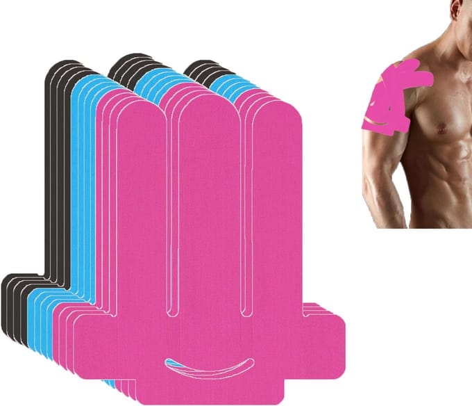 Kinesiotapes Pre-Cut voor Schouder (Zwart+Blauw+Roze, 12pcs)