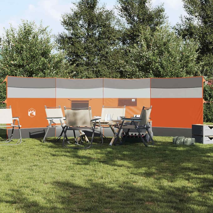 vidaXL - Windscherm - camping - waterdicht - 510x153 - cm - grijs - en - oranje