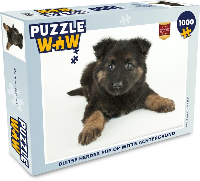 Puzzel Duitse herder pup op witte achtergrond - Legpuzzel - Puzzel 1000 stukjes volwassenen