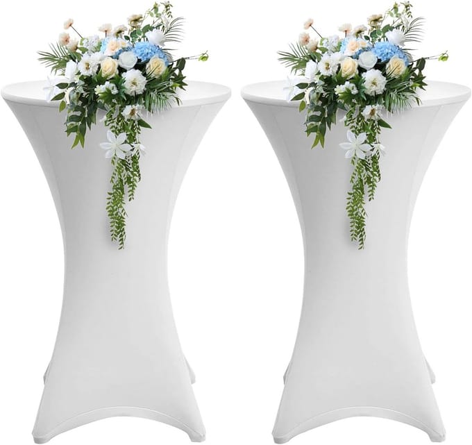 Set van 4 Universele Statafelhoezen Wit voor Ronde Tafels