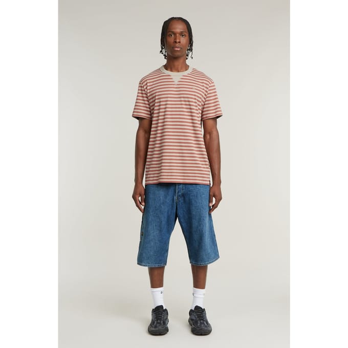 G-Star Nifous Stripe R T Dk Brick/etruscan Red Stripe Taglia: S | Magliette basic Outlet | Uomo | Rosso