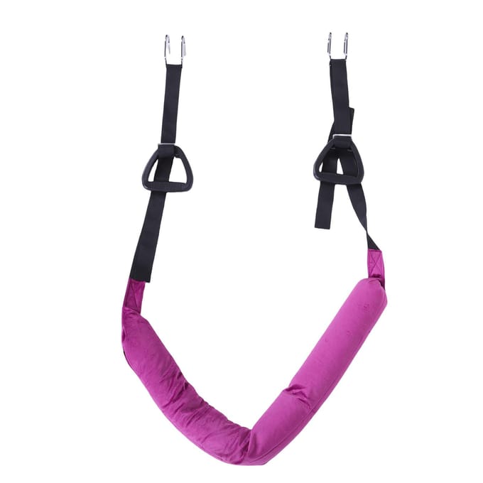 Écarteur de traction dorsale suspendu Conception confortable à double crochet Sangle réglable pour étirement de la taille, du dos et des jambes black