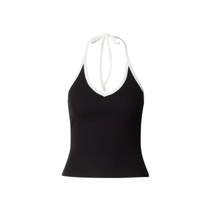 Urban Classics - Contrast Piping Neckholder Mouwloze top - S - Zwart