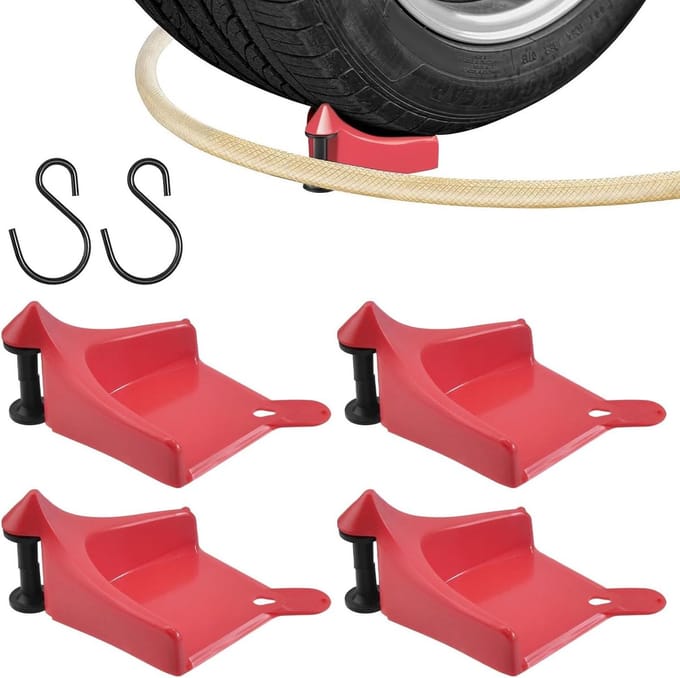 Autoslanggeleider Set - Bandenslang Roller - Auto Wassen - Voorkomt Vastlopen - 4 Stuks - Rood