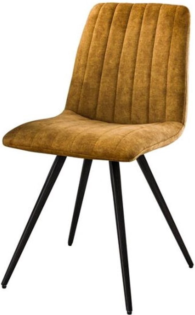 Eetkamerstoel Stitch Velvet - Okergeel | Meubelplaats - eetkamerstoelen set van 2