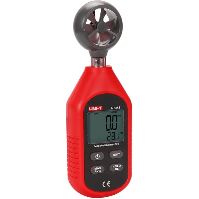 UNI-T UT363 Handheld Mini Digitale Anemometer Windsnelheidsmeting Temperatuurtester LCD-scherm rood zwarte kleur