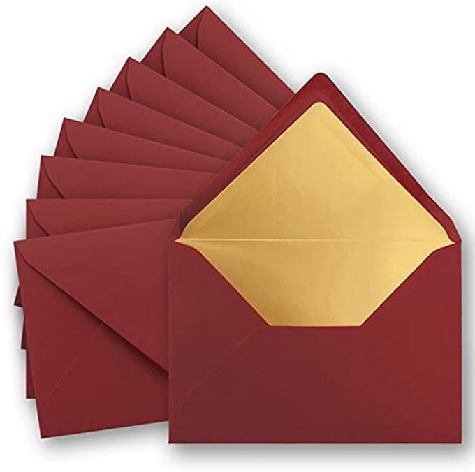 Gouden Gevoerde C5 Enveloppen - Donkerrood - 75 Stuks