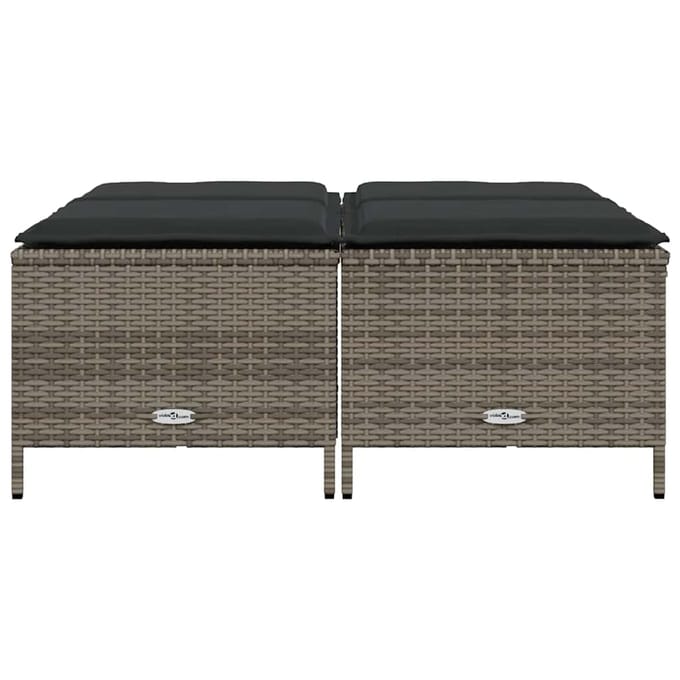 vidaXL - Tuinkrukken - met - kussens - 4 - st - poly - rattan - grijs
