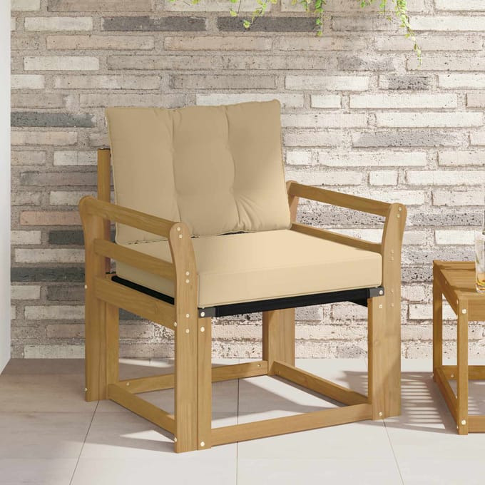 vidaXL - Buitensofa - Massief - Acaciahout - en - Textilene - Wit
