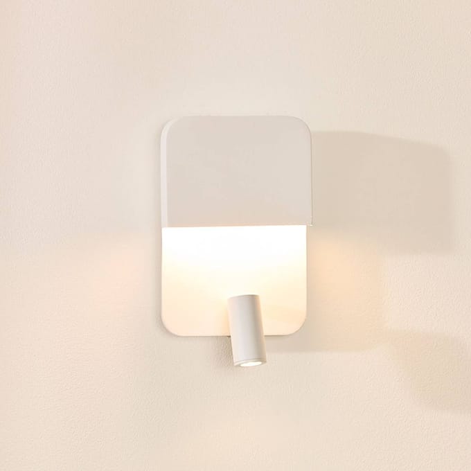 Lucide BOXER - Bedlamp / Wandlamp - LED - 3000K - Met USB oplaadpunt - Wit