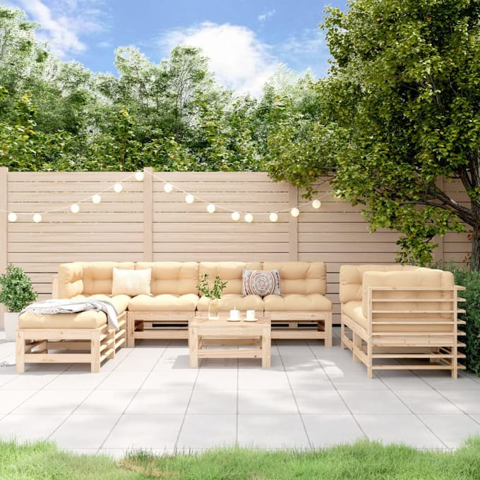 vidaXL - 9-delige - Loungeset - massief - grenenhout