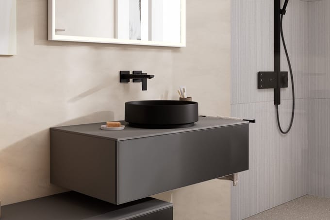 Hansgrohe Xuniva opzetwaskom - 40x40x12cm - rond - mat zwart