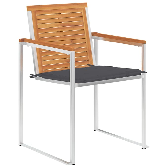 vidaXL - Tuinstoelen - 2 - st - met - kussens - massief - acaciahout - en - staal