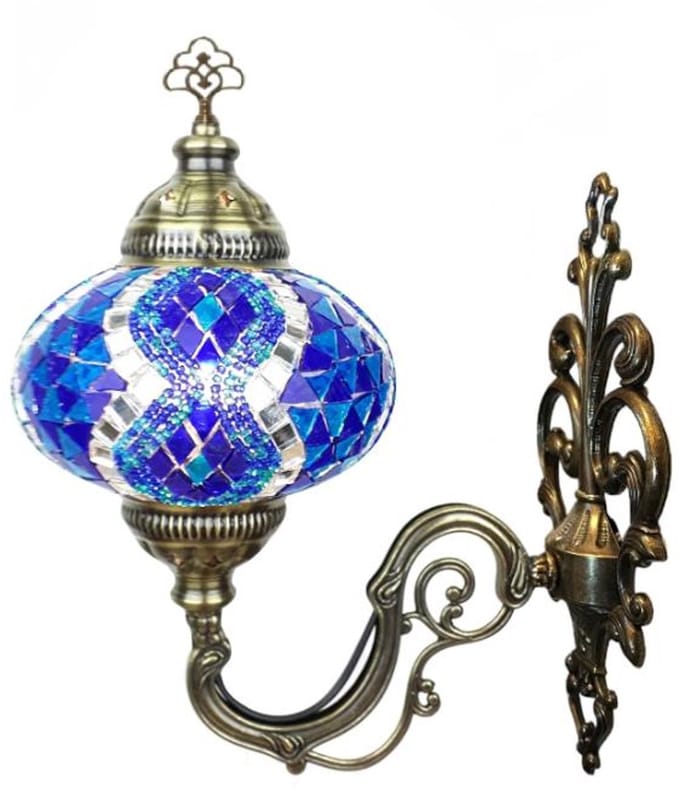 Wandlamp -Marokkaanse stijl - Turks mozaïek - sfeerlamp - blauw