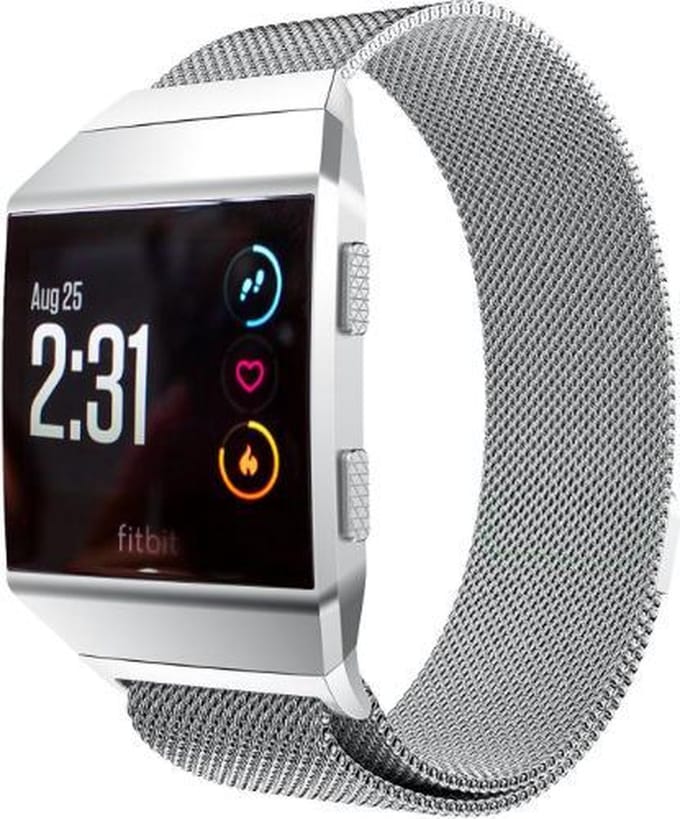 By Qubix - Compatible Fitbit bandje - Geschikt voor fitbit Ionic Milanese bandje - Maat: Small - Zilver