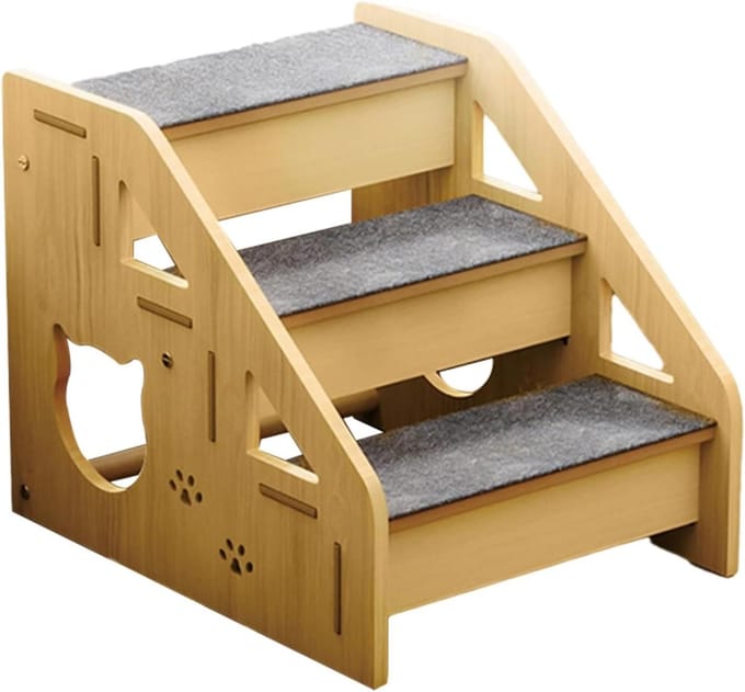 Hondentrap - Huisdierhelling - Hulp bij klimmen - Gewrichtsontlasting - 3-traps - Neutrale tinten