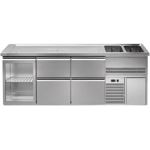 GGM Gastro Biertheke Premium PLUS - 2500x700mm - 1 Glastür & 4 Schubladen