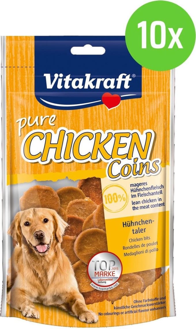 Vitakraft CHICKEN munten kippenvlees - hondensnack - 10 verpakkingen
