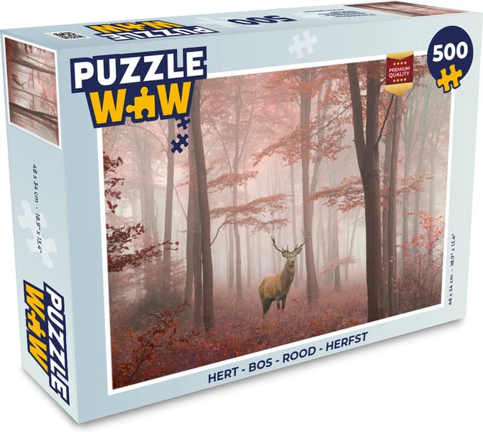 Puzzel Hert - Bos - Rood - Herfst - Legpuzzel - Puzzel 500 stukjes