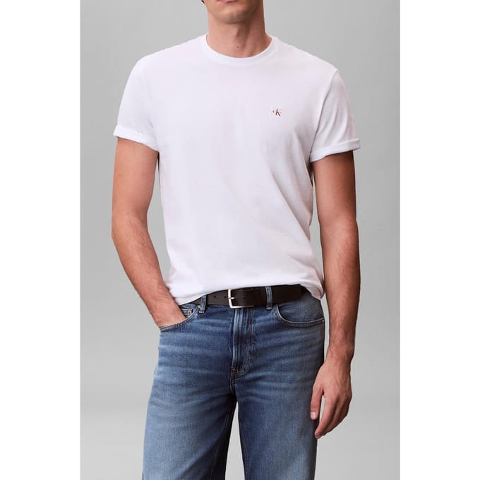 Calvin Klein Ss Badge Tee 2-pack Bright White/classic Blue Taglia: S | Magliette basic Outlet | Uomo | Blu