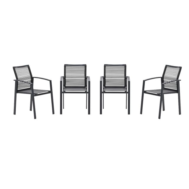 Garden Impressions Cosmo tuinstoelen set van 4 – carbon black / rope dark grey