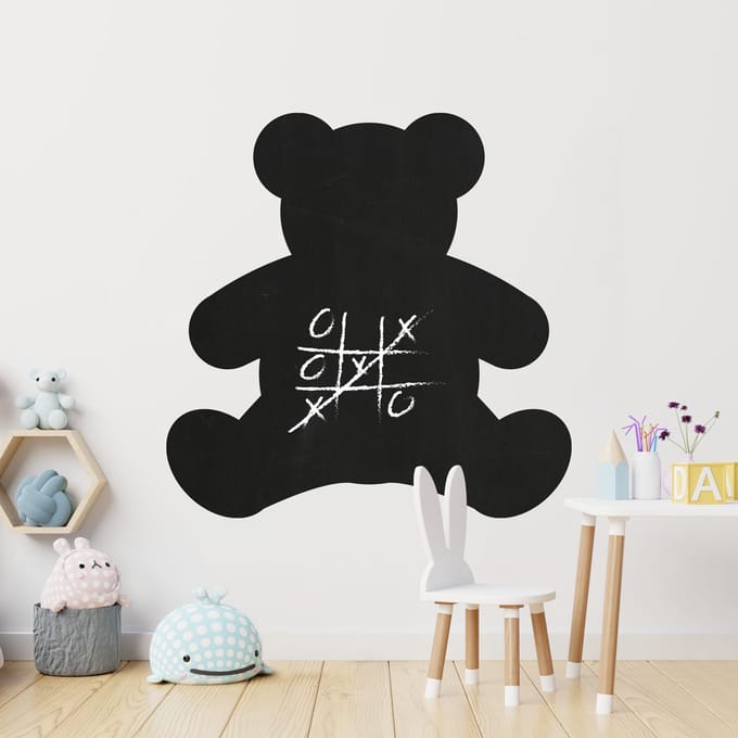 Schoolbordsticker - uitwisbare zelfklevende muurstickers - Teddybeer - 55x55cm