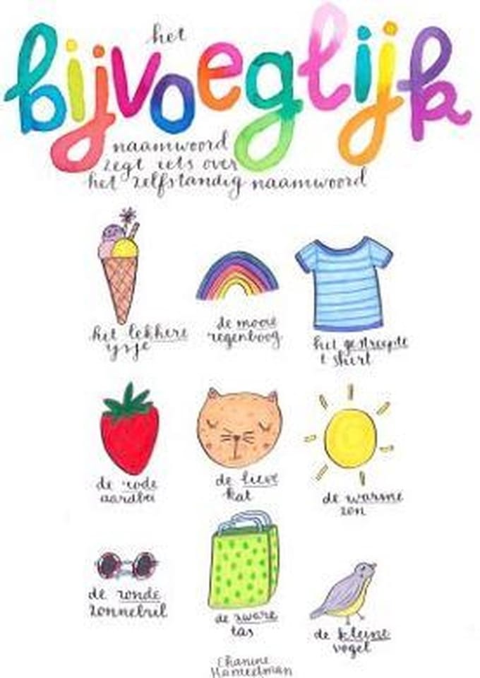 Educatieve poster voor in school - Taal - het Bijvoeglijk Naamwoord (A2-formaat)