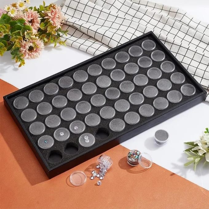 1 Set Vitrine Diamant Edelsteen Opbergdoos Kleine Ronde Plastic Containers Doos Sieraden Organizer Container met Schuim black