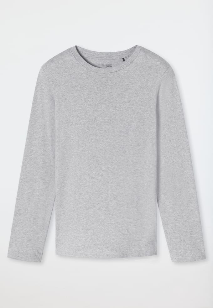 Schiesser heren mix + relax O-hals pyjamashirt longsleeve grijs