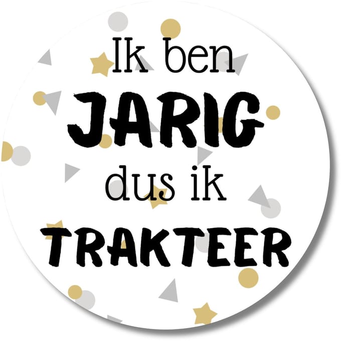 Stickers Ik ben jarig dus ik trakteer – 20 stuks – verjaardag – confetti