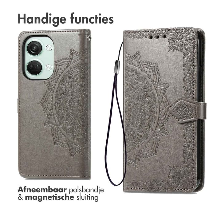 imoshion Hoesje - Geschikt voor OnePlus Nord 3 - Mandala Bookcase - Grijs