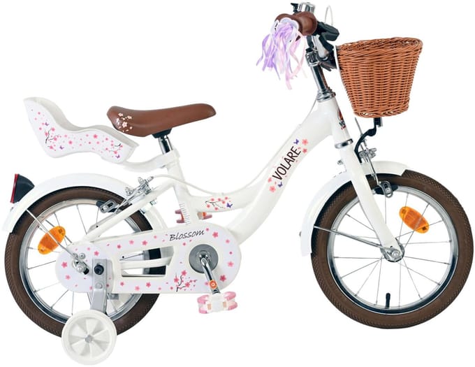 Volare Blossom Kinderfiets - Meisjes - 14 inch - Wit - Twee Handremmen