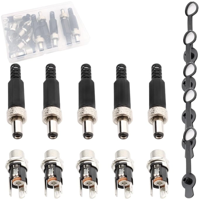 Dailygoods - Set van 5 DC Voedingsconnectoren 5,5 x 2,5 mm voor Diverse Apparaten