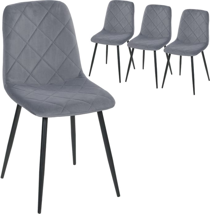 HOMCOM Eetkamerstoel Polyester, Staal 45L x 54B x 87H cm Grijs