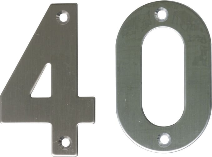 AMIG Huisnummer 40 - massief Inox RVS - 10cm - incl. bijpassende schroeven - zilver