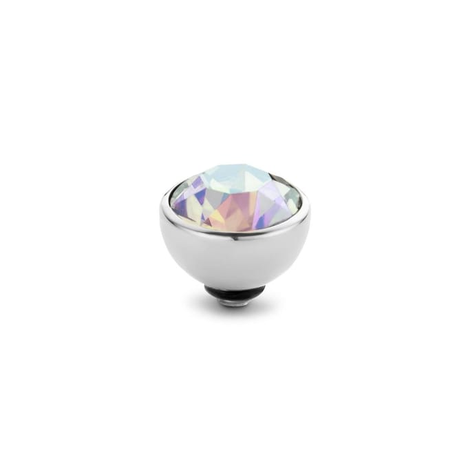 Melano twisted steen rond - zilverkleurig + AB - dames - 8mm