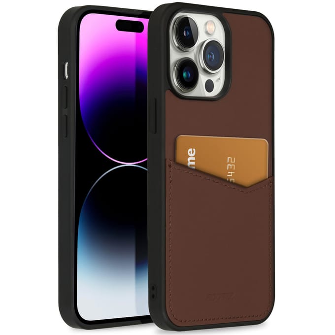 Accezz Hoesje - Geschikt voor Apple iPhone 14 Pro Max - Premium Leather Card Slot Backcover - Bruin