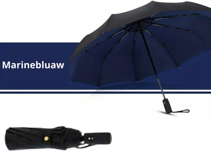Nivard Moderne Stormparaplu - Opvouwbaar - Windproof Paraplu - Stormproef - Automatisch Uitklapbaar - Umbrella - Marine Blauw
