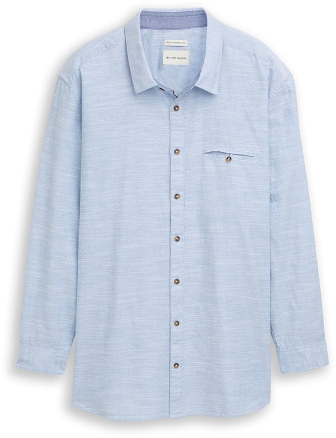 Tom Tailor - Plus Size - Regular fit overhemd met oprolfunctie - Maat 2XL - blue petrol structure