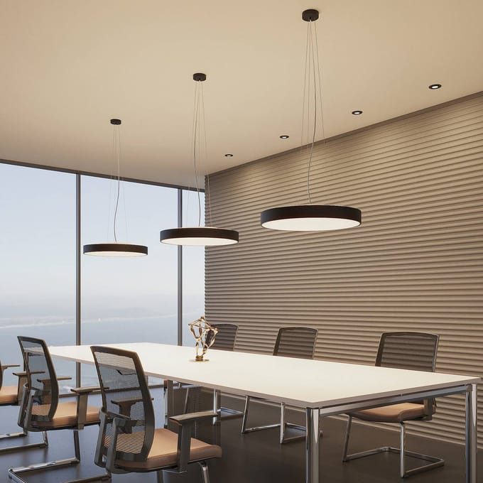 Arcchio LED hanglamp Vanida, zwart, Ø 60 cm, omhoog/omlaag