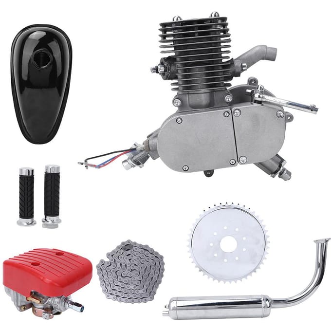 100cc Fietsmotor Kit 2-takt Benzine Gemotoriseerde Motorfiets Kit gray
