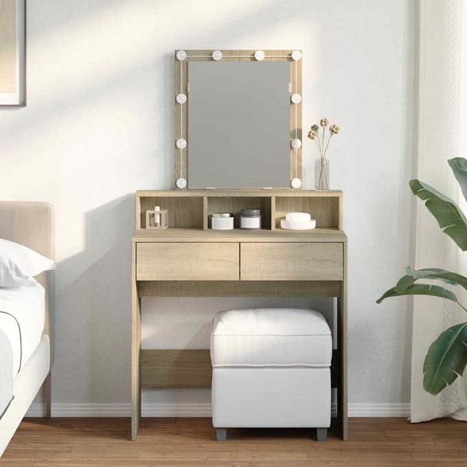 vidaXL - Kaptafel - met - LED - 80x41x144,5 - cm - sonoma - eikenkleurig