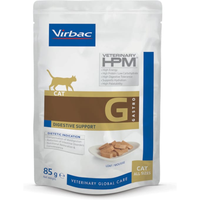 - Dubbelpak: 24 x 85g Virbac Cat Veterinary HPM Digestive Support nat kattenvoer