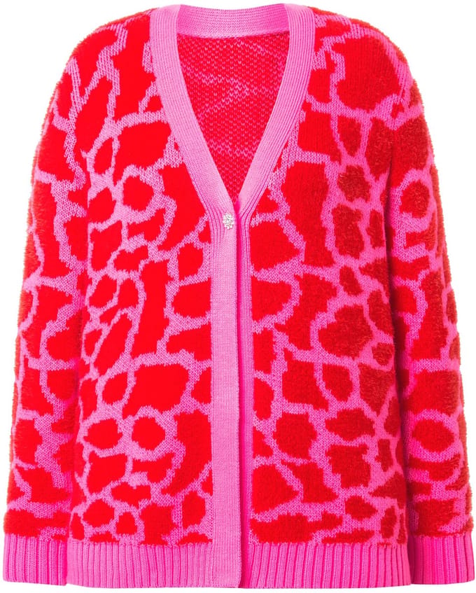 MIAMODA - Dames - Vest regular fit kleurig leomotief - Lichtoranje - Maat 46+
