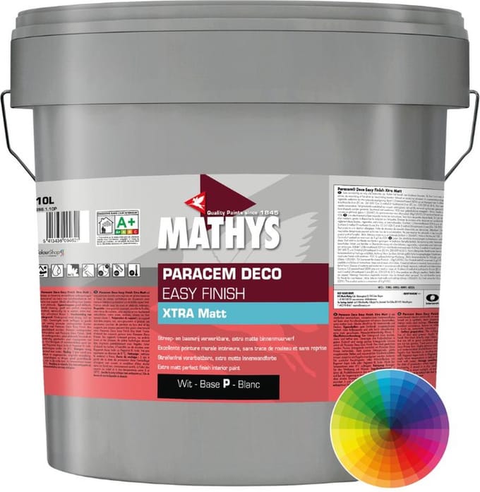 Mathys Paracem Deco Easy Finish Xtra Matt - 1 l - 8 m²/l - Wit - Afwerkingslaag