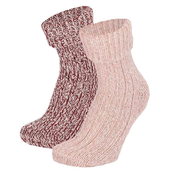 Warme wollen damessokken - 2-Paar - Rood/Roze - 39/42